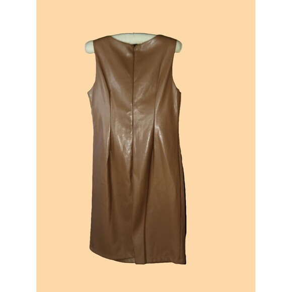 Addison Brown Faux Leather Dress - size 6 - Picture 2 of 5